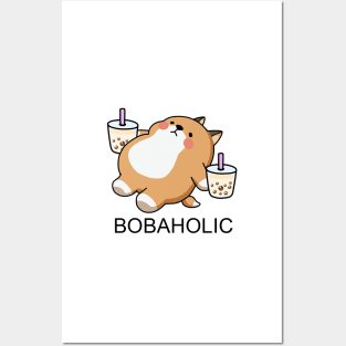 Lazy Bobaholic Shiba Loves Boba! Posters and Art